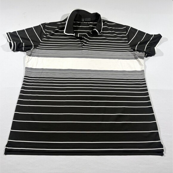 G/FORE Mens Golf Polo Striped Poly Stretch Black White Onyx GFore Top Sz XL - Picture 1 of 10
